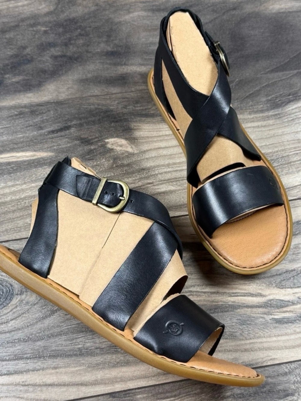 NIB Born Neil Black Leather Gladiator Sandals With Box Size 9 - Picture 2 of 8